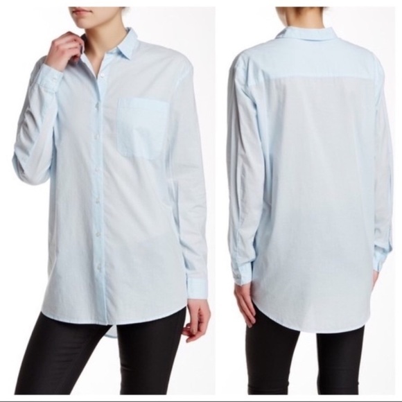 ATM Anthony Thomas Melillo Tops - ATM Anthony Thomas Boyfriend Button‎ Down Shirt Cotton Blouse Blue Women’s Sz XS